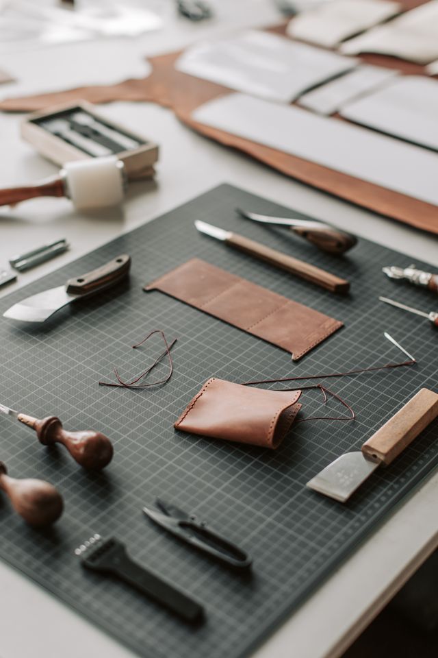 Craft tools on a workbench